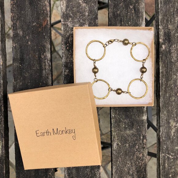 Hammered circle rings bracelet in antique bronze - Picture 5 of 5